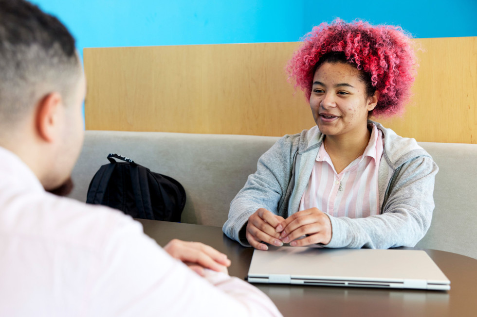 A student smiling. 